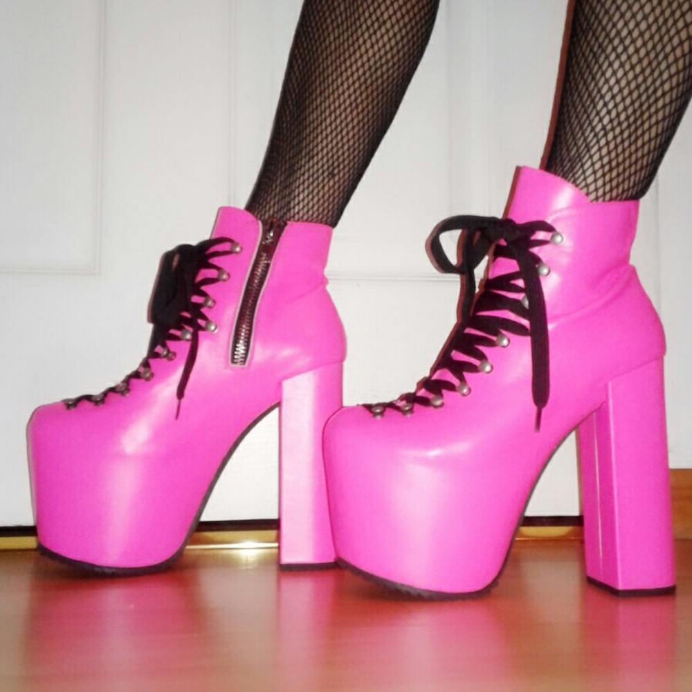 Hot Pink Platform Booties - Picture 3 of 4